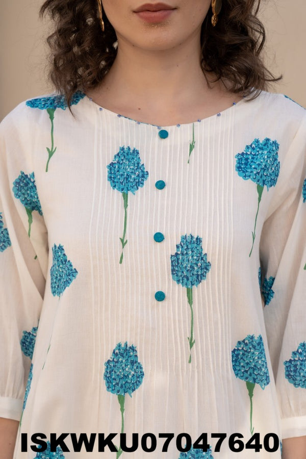 Floral Printed Cotton Kurti With Pant-ISKWKU07047640
