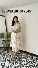 Printed Cotton Kurti With Palazzo-ISKWKU07047645