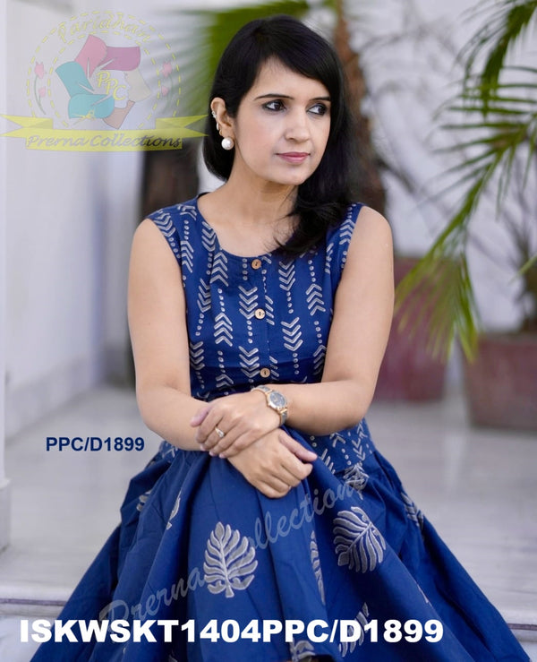 Block Printed Cotton Skirt And Top-ISKWSKT1404PPC/D1899