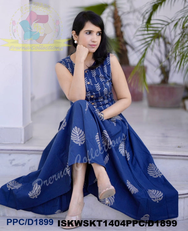Block Printed Cotton Skirt And Top-ISKWSKT1404PPC/D1899