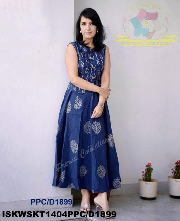 Block Printed Cotton Skirt And Top-ISKWSKT1404PPC/D1899