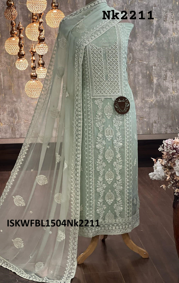 Embroidered Georgette Kurti With Shantoon Bottom And Chiffon Dupatta-ISKWFBL1504Nk2211