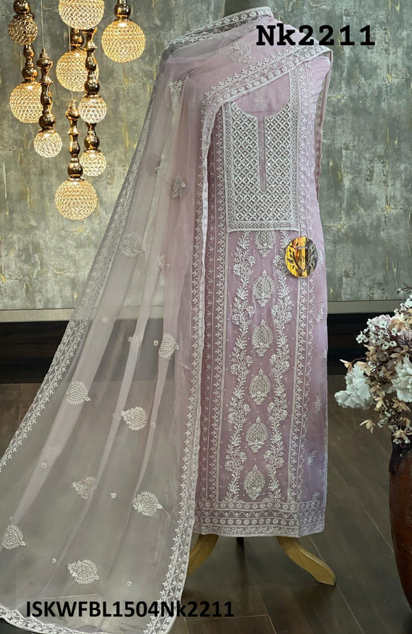 Embroidered Georgette Kurti With Shantoon Bottom And Chiffon Dupatta-ISKWFBL1504Nk2211