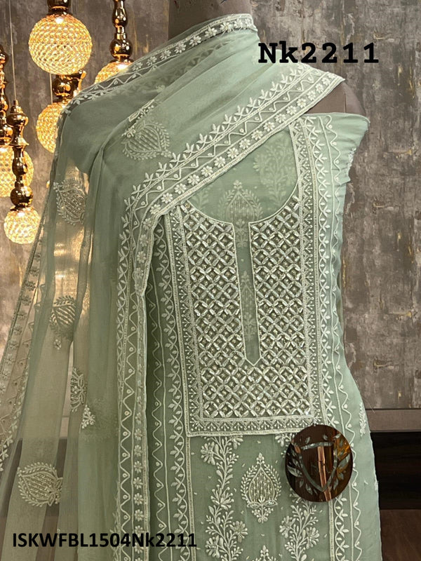 Embroidered Georgette Kurti With Shantoon Bottom And Chiffon Dupatta-ISKWFBL1504Nk2211