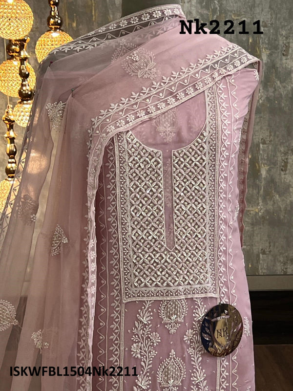 Embroidered Georgette Kurti With Shantoon Bottom And Chiffon Dupatta-ISKWFBL1504Nk2211