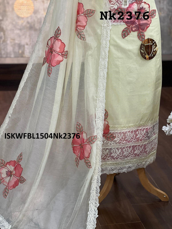 Embroidered Kota Kurti With Bottom And Dupatta-ISKWFBL1504Nk2376