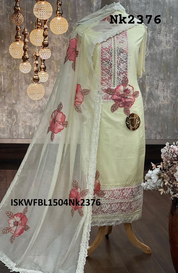 Embroidered Kota Kurti With Bottom And Dupatta-ISKWFBL1504Nk2376