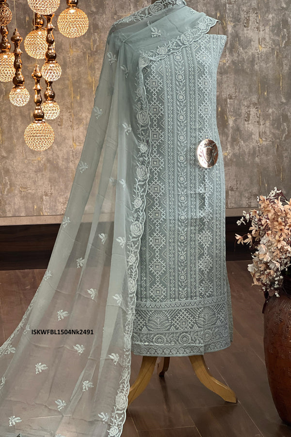 Embroidered Georgette Kurti With Shantoon Bottom And Chiffon Dupatta-ISKWFBL1504Nk2491