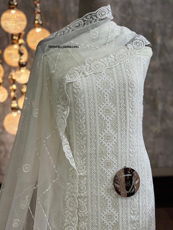 Embroidered Georgette Kurti With Shantoon Bottom And Chiffon Dupatta-ISKWFBL1504Nk2491