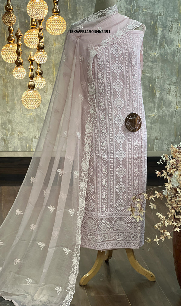 Embroidered Georgette Kurti With Shantoon Bottom And Chiffon Dupatta-ISKWFBL1504Nk2491