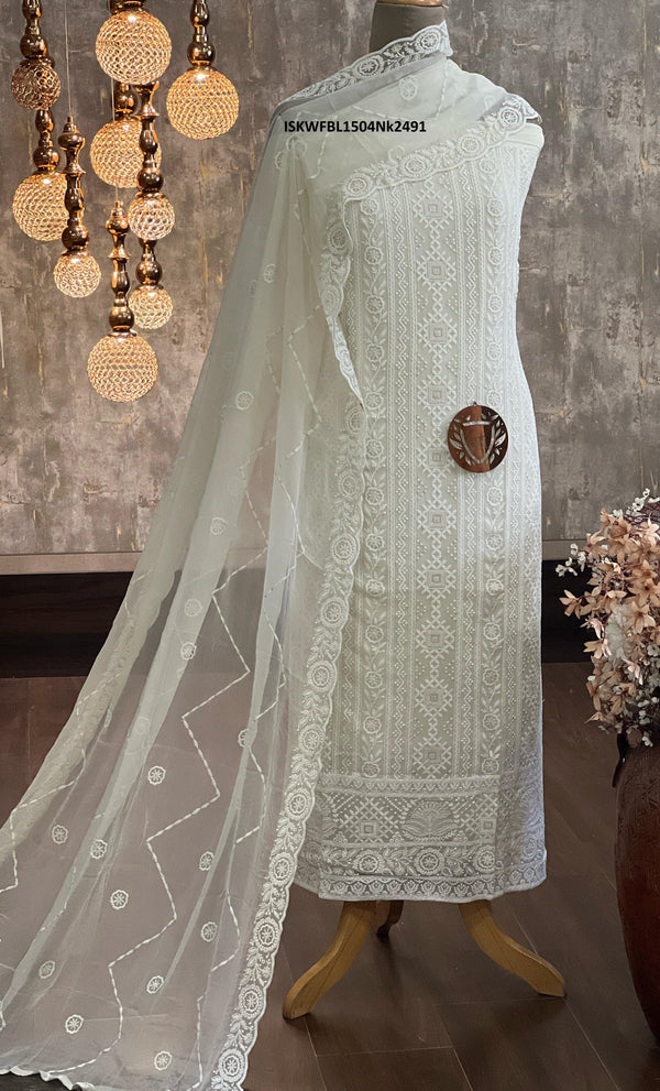 Embroidered Georgette Kurti With Shantoon Bottom And Chiffon Dupatta-ISKWFBL1504Nk2491