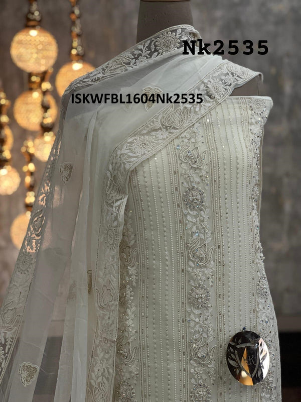 Embroidered Georgette Kurti With Shantoon Bottom And Chiffon Dupatta-ISKWFBL1604Nk2535