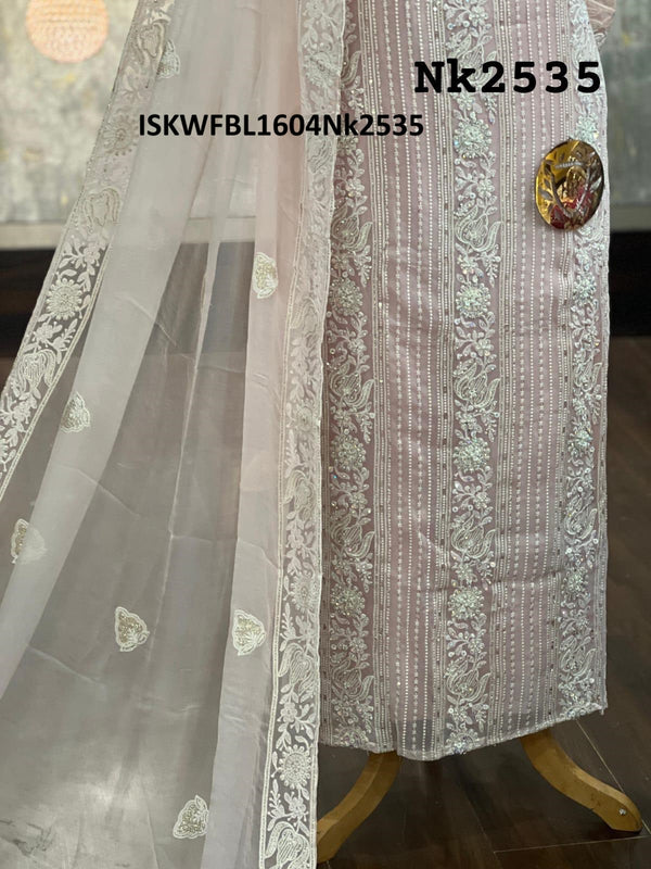 Embroidered Georgette Kurti With Shantoon Bottom And Chiffon Dupatta-ISKWFBL1604Nk2535