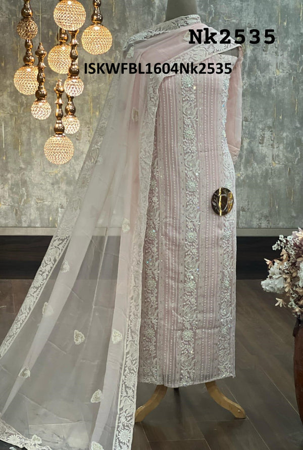 Embroidered Georgette Kurti With Shantoon Bottom And Chiffon Dupatta-ISKWFBL1604Nk2535