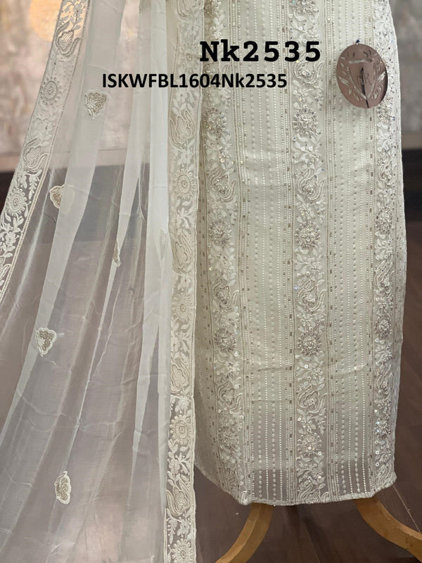 Embroidered Georgette Kurti With Shantoon Bottom And Chiffon Dupatta-ISKWFBL1604Nk2535