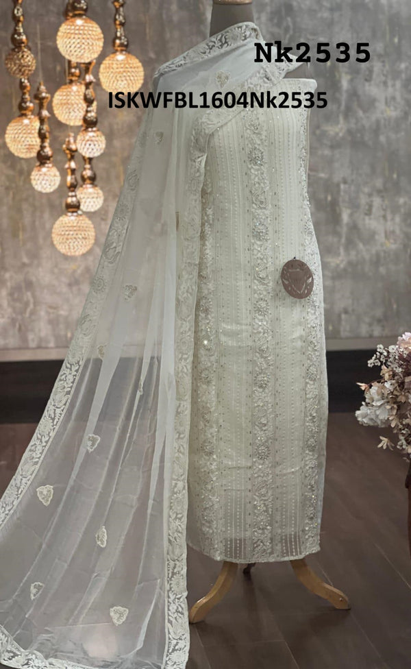 Embroidered Georgette Kurti With Shantoon Bottom And Chiffon Dupatta-ISKWFBL1604Nk2535