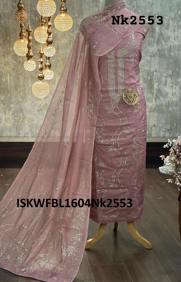 Embroidered Chanderi Kurti With Shantoon Bottom And Dupatta-ISKWFBL1604Nk2553