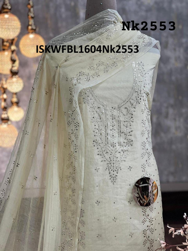 Embroidered Chanderi Kurti With Shantoon Bottom And Dupatta-ISKWFBL1604Nk2553