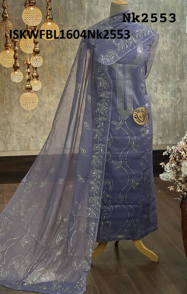 Embroidered Chanderi Kurti With Shantoon Bottom And Dupatta-ISKWFBL1604Nk2553