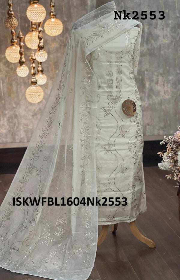 Embroidered Chanderi Kurti With Shantoon Bottom And Dupatta-ISKWFBL1604Nk2553
