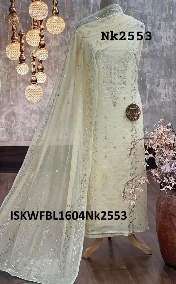 Embroidered Chanderi Kurti With Shantoon Bottom And Dupatta-ISKWFBL1604Nk2553