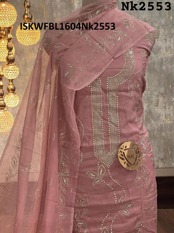 Embroidered Chanderi Kurti With Shantoon Bottom And Dupatta-ISKWFBL1604Nk2553