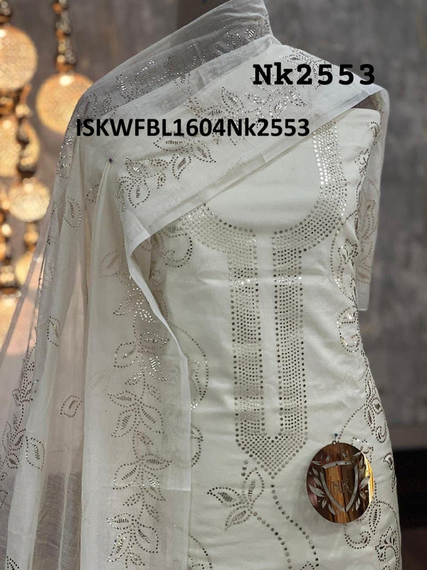 Embroidered Chanderi Kurti With Shantoon Bottom And Dupatta-ISKWFBL1604Nk2553