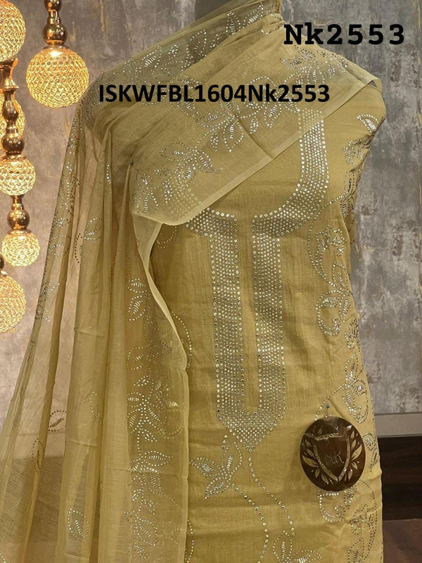 Embroidered Chanderi Kurti With Shantoon Bottom And Dupatta-ISKWFBL1604Nk2553