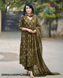 Ajrakh Printed Cotton Anarkali Kurti With Pant And Malmal Cotton Dupatta-ISKWSU1504PPC/D1816