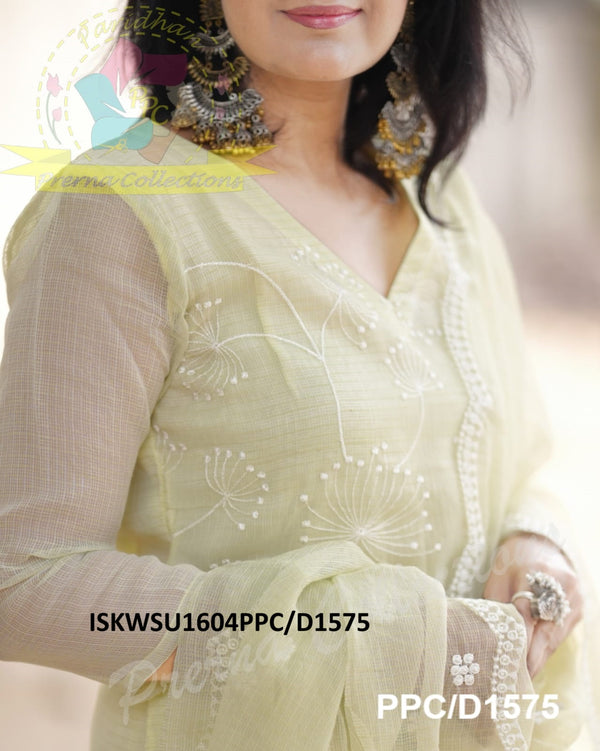 Embroidered Kota Doriya Kurti With Cotton Pant And Dupatta-ISKWSU1604PPC/D1575