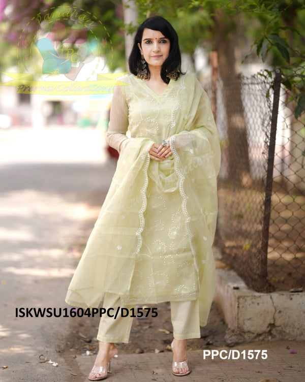 Embroidered Kota Doriya Kurti With Cotton Pant And Dupatta-ISKWSU1604PPC/D1575