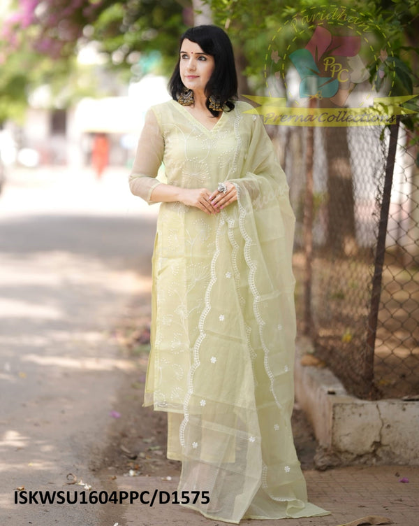 Embroidered Kota Doriya Kurti With Cotton Pant And Dupatta-ISKWSU1604PPC/D1575