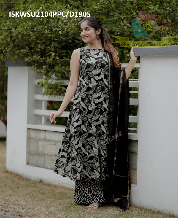 Printed Cotton A-Line Kurti With Pant And Kota Doriya Dupatta-ISKWSU2104PPC/D1905