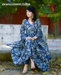 Block Printed Cotton Anarkali Kurti With Pant And Malmal Cotton Dupatta-ISKWSU2204PPC/D1244