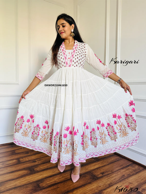 Block Printed Cotton Dress-ISKWDR2104k1650