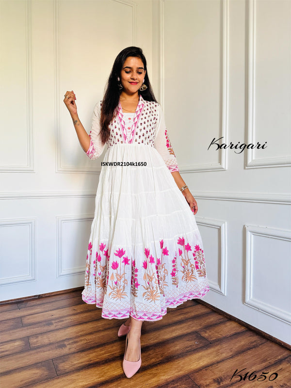 Block Printed Cotton Dress-ISKWDR2104k1650
