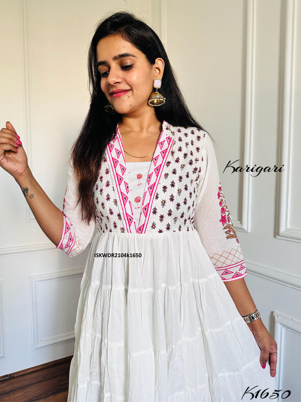 Block Printed Cotton Dress-ISKWDR2104k1650