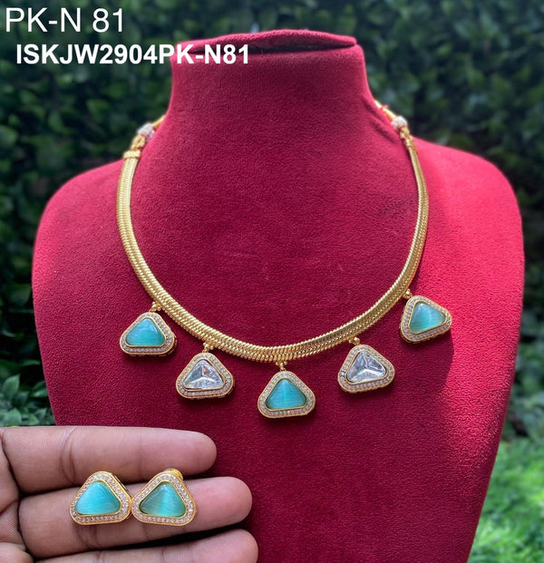 Pure Copper Kundan Jewelry Set-ISKJW2904PK-N81
