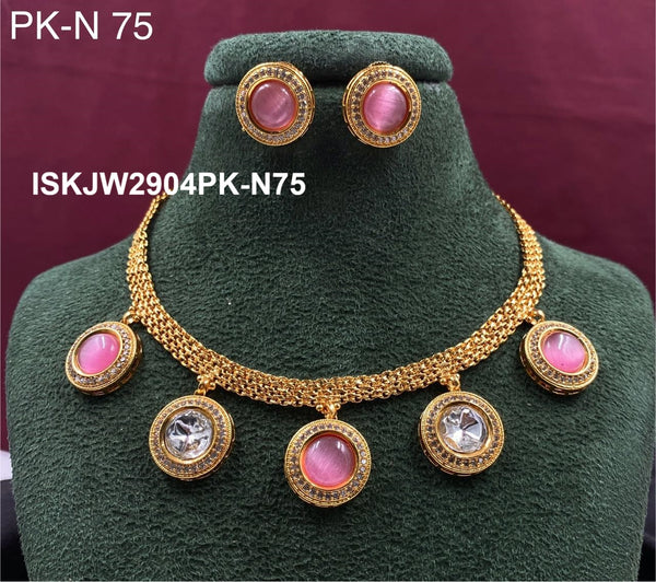 Pure Copper Kundan Jewelry Set-ISKJW2904PK-N75