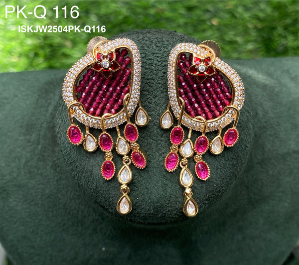 Kundan Earrings-ISKJW2504PK-Q116