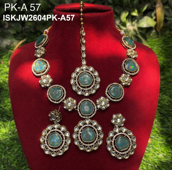 Kundan Jewelry Set-ISKJW2604PK-A57