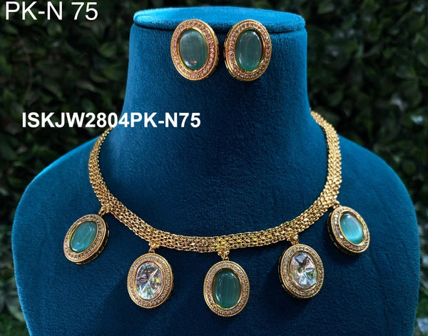 Pure Copper Kundan Jewelry Set-ISKJW2804PK-N75
