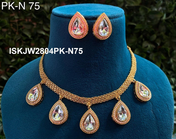 Pure Copper Kundan Jewelry Set-ISKJW2804PK-N75