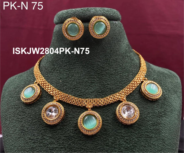 Pure Copper Kundan Jewelry Set-ISKJW2804PK-N75