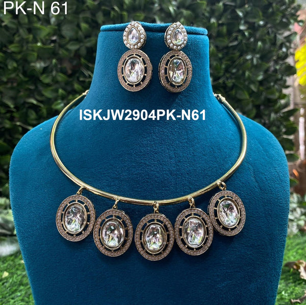 Pure Copper Kundan Jewelry Set-ISKJW2904PK-N61