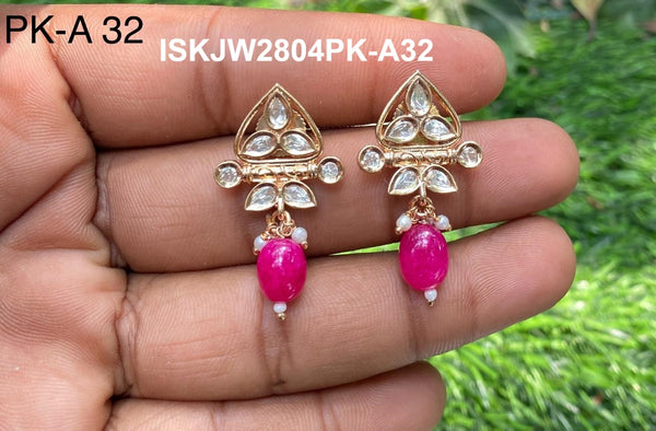 Kundan Earrings-ISKJW2804PK-A32