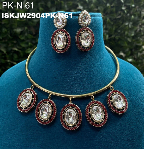 Pure Copper Kundan Jewelry Set-ISKJW2904PK-N61