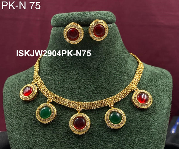 Pure Copper Kundan Jewelry Set-ISKJW2904PK-N75