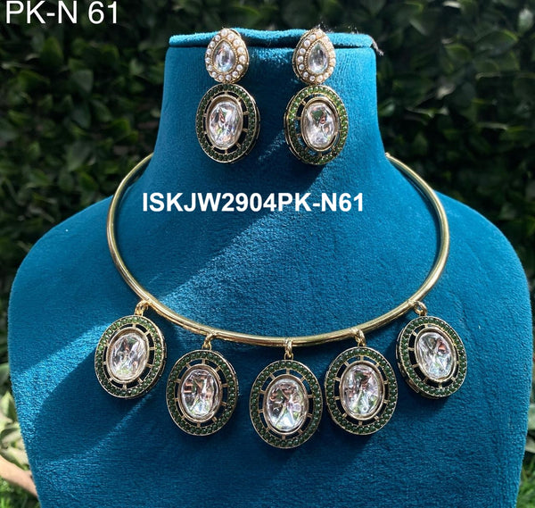 Pure Copper Kundan Jewelry Set-ISKJW2904PK-N61