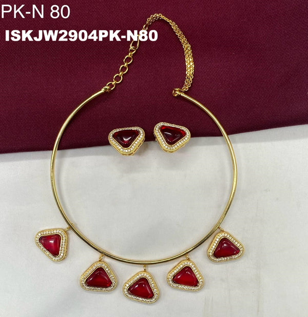 Pure Copper Kundan Jewelry Set-ISKJW2904PK-N80